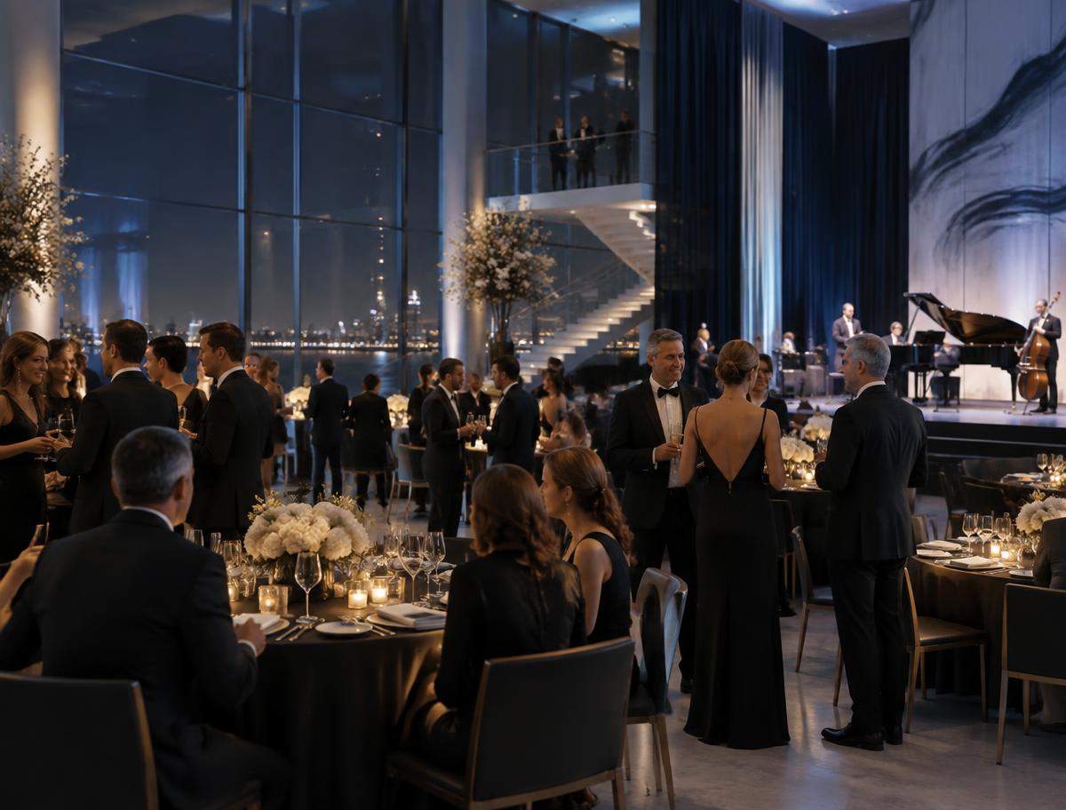 Ambiente conceitual de evento corporativo